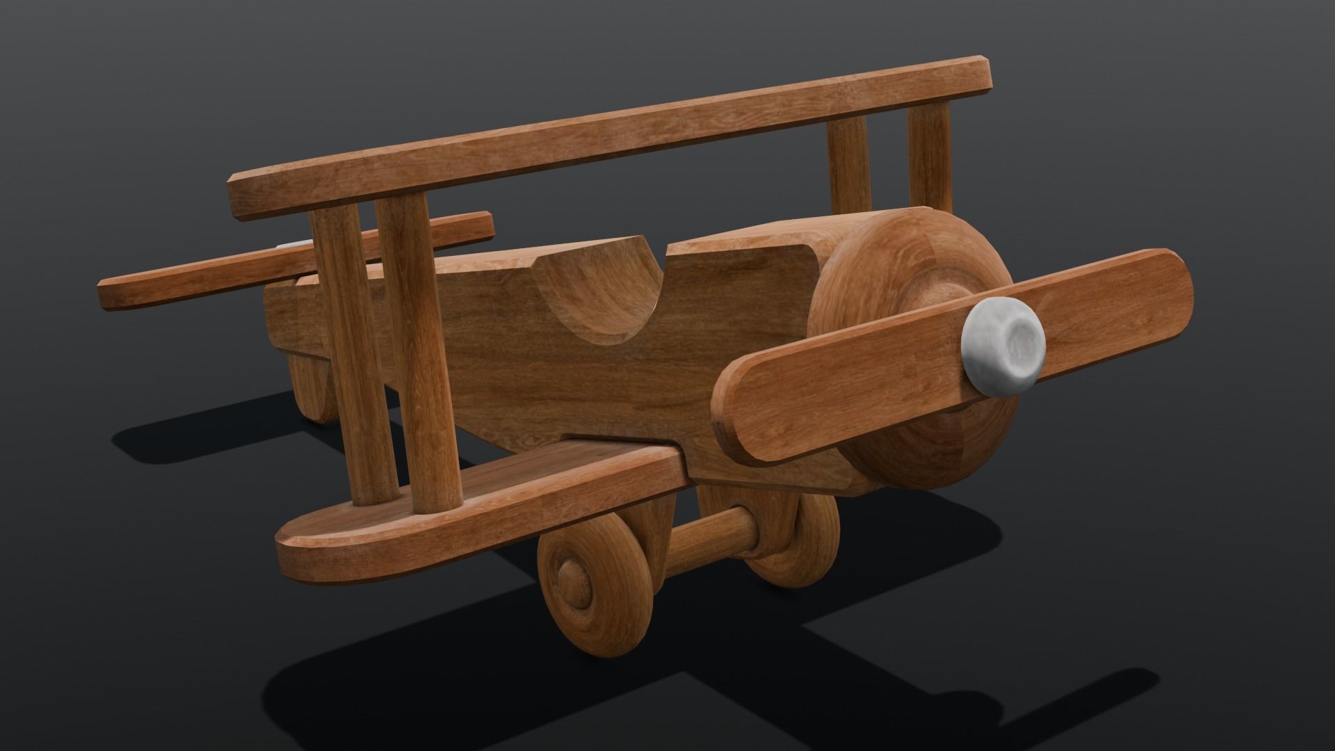Wooden Plane Animated 3D Model Low-poly 3D model_14