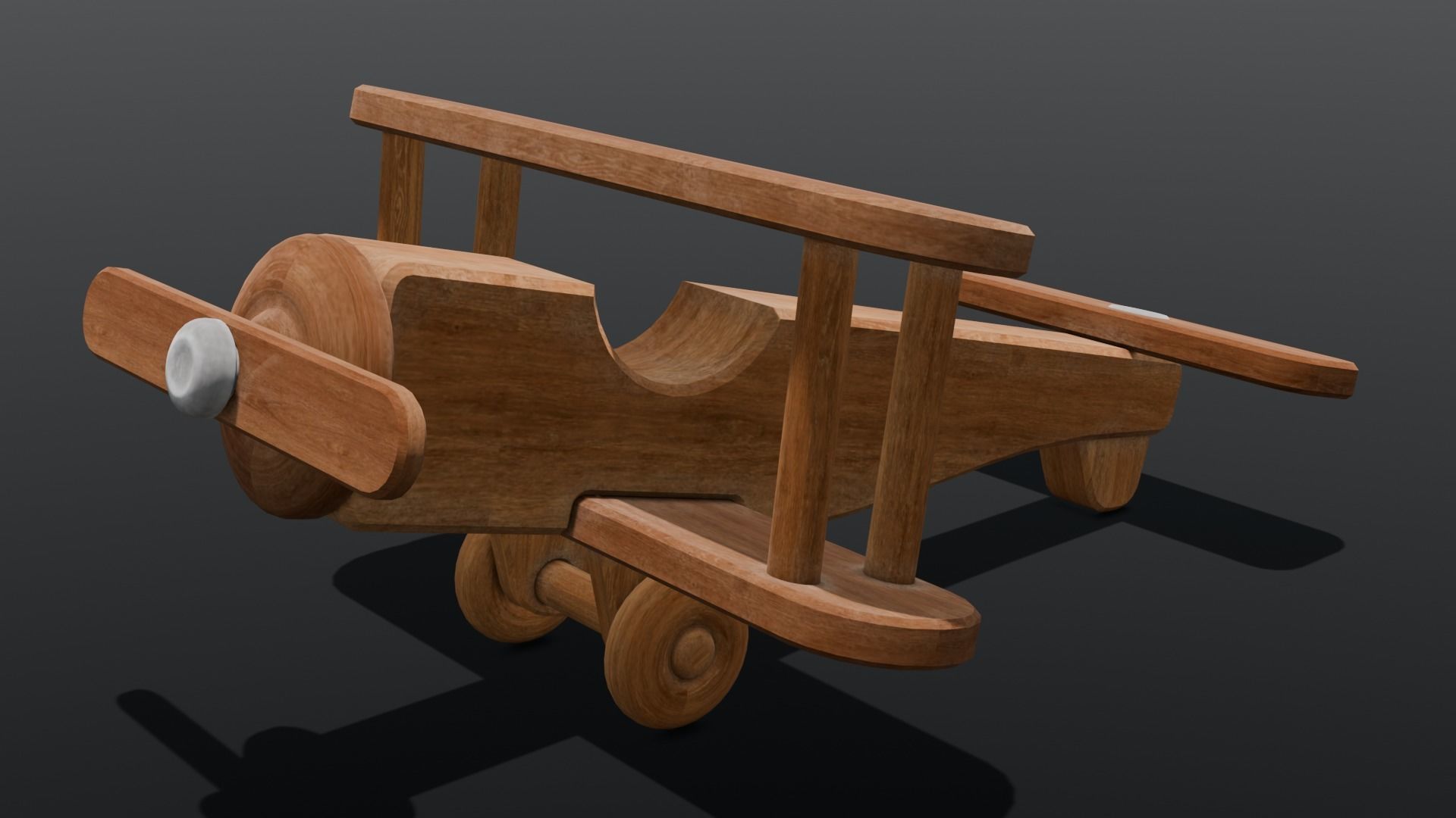 Wooden Plane Animated 3D Model Low-poly 3D model_5