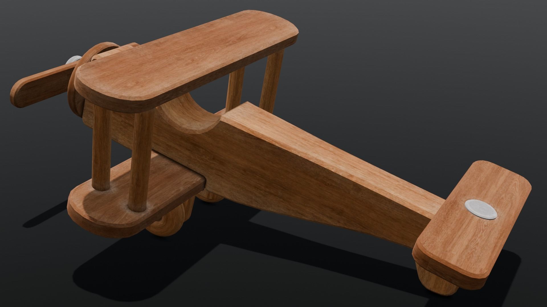 Wooden Plane Animated 3D Model Low-poly 3D model_4