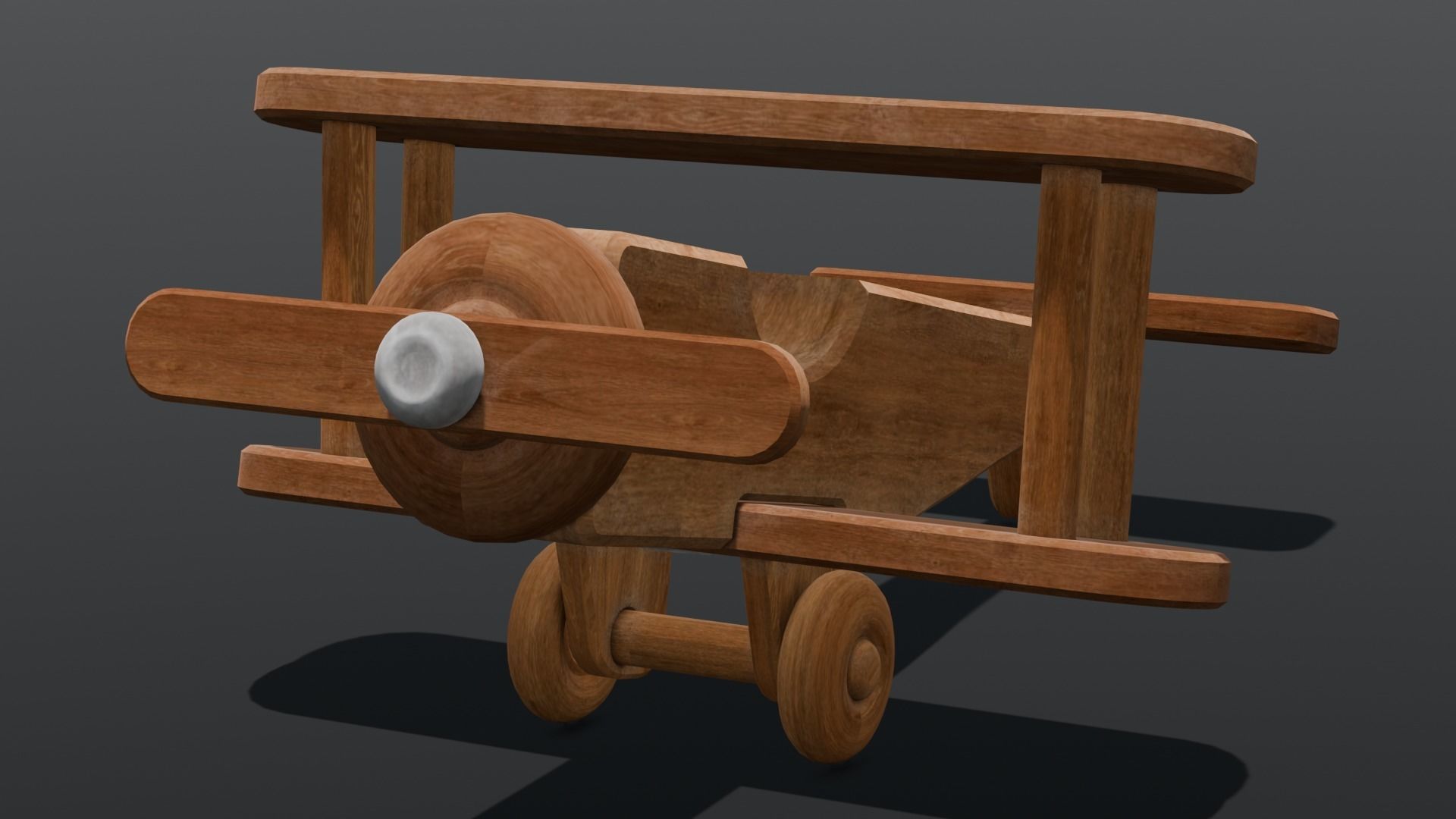 Wooden Plane Animated 3D Model Low-poly 3D model_7