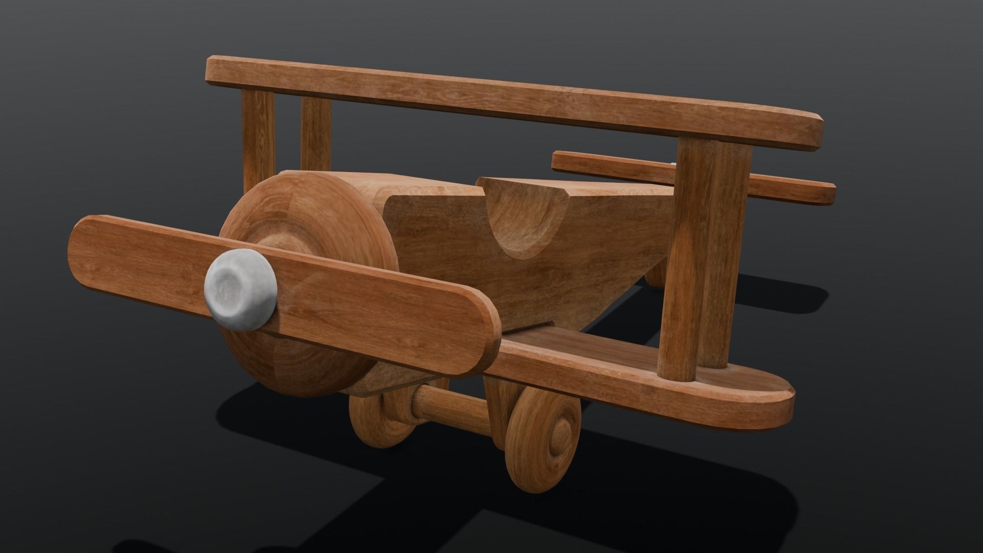 Wooden Plane Animated 3D Model Low-poly 3D model_11