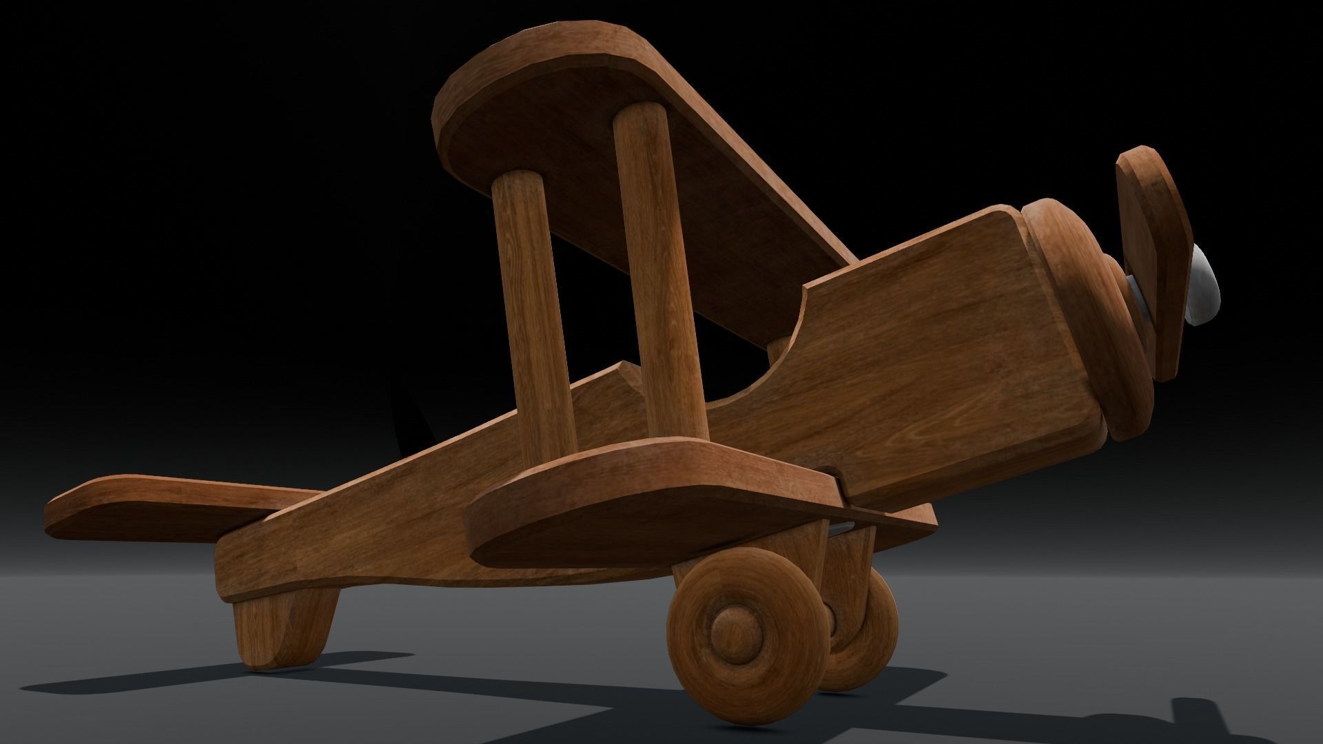 Wooden Plane Animated 3D Model Low-poly 3D model_1