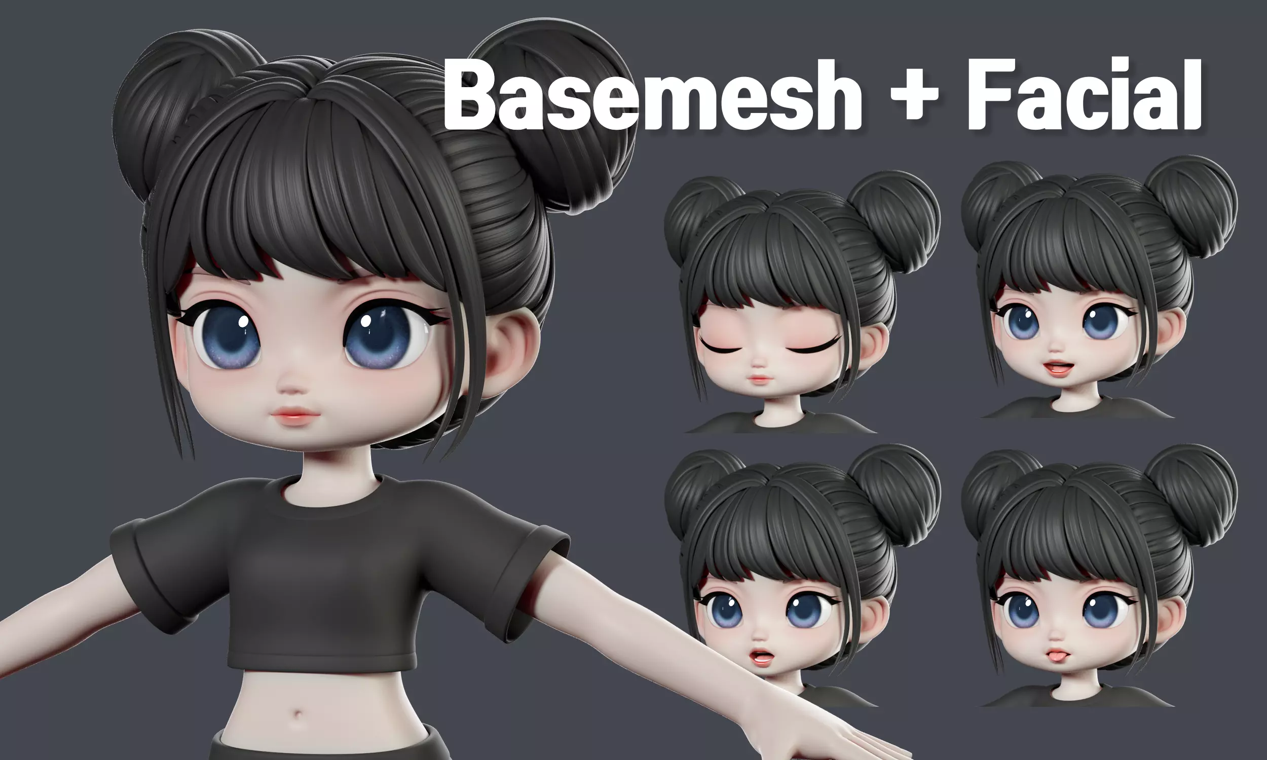 Elia Basemesh wtih Facial Expressions 3D model_0