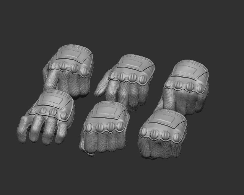 Gloved Hands Ver 4 Set of 6 - Hands for Action Figures 3D print model_3