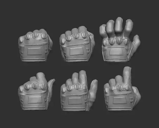 Gloved Hands Ver 4 Set of 6 - Hands for Action Figures 3D print model