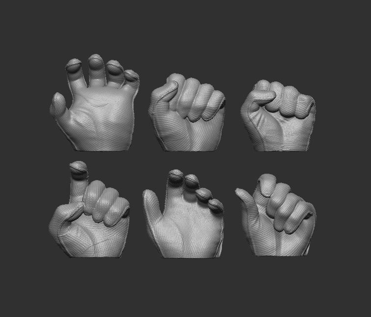 Gloved Hands Ver 4 Set of 6 - Hands for Action Figures 3D print model_1
