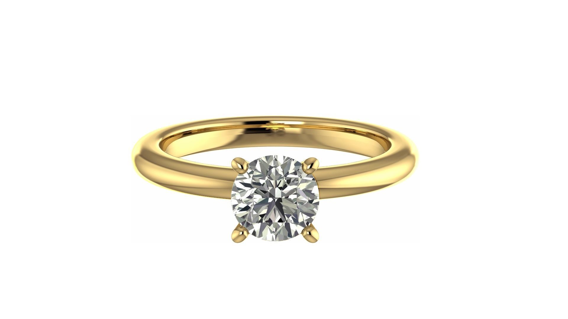 Solitaire engagement ring 3D print model_3