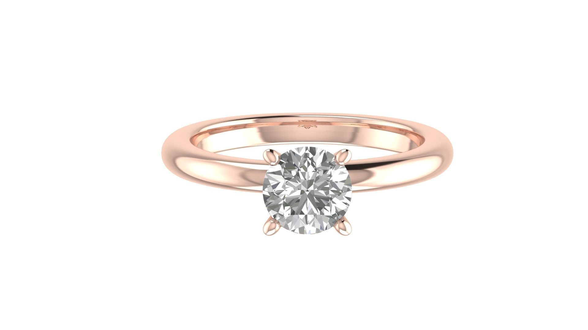 Solitaire engagement ring 3D print model_2