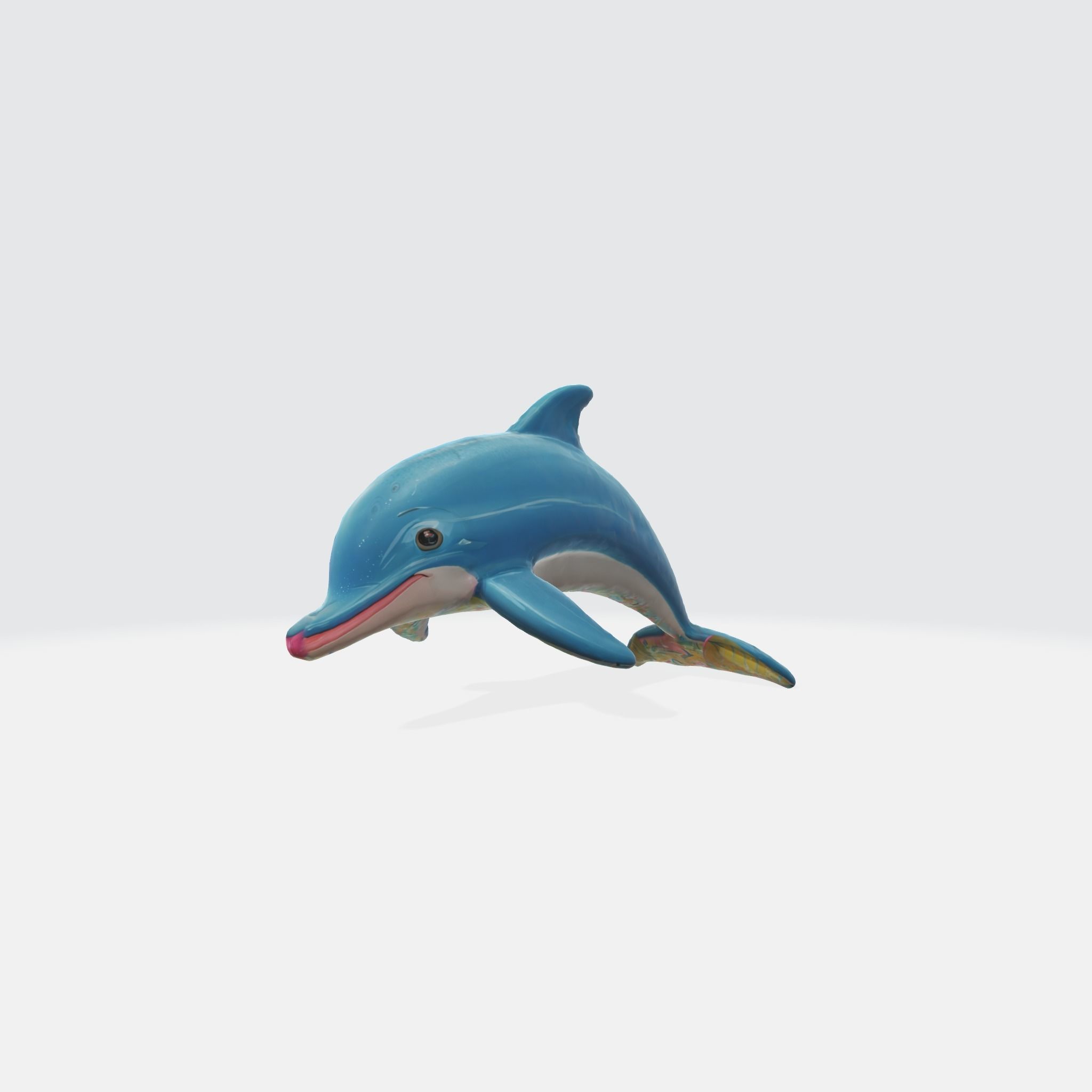 cartoon dolphin characterd happy swimming 3D model_4