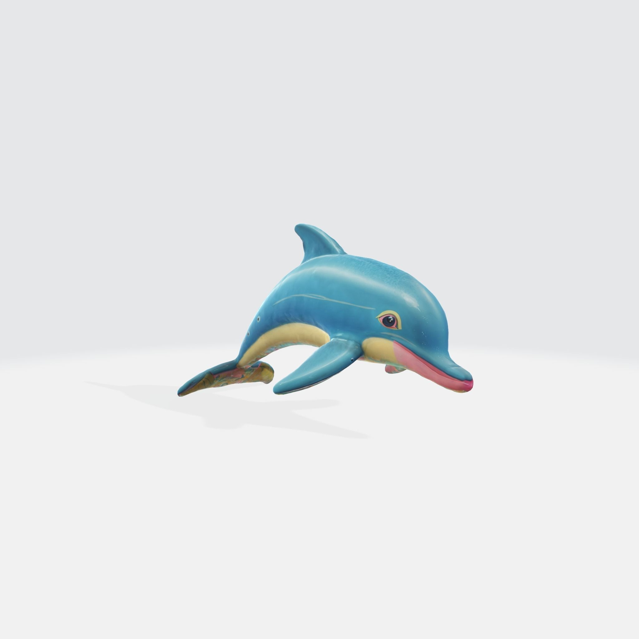 cartoon dolphin characterd happy swimming 3D model_3