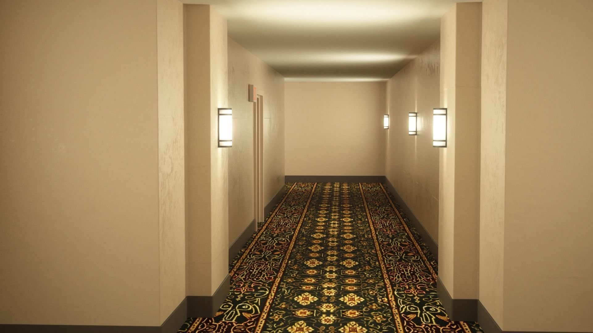 Hotel Hallway Octane 3D model_4