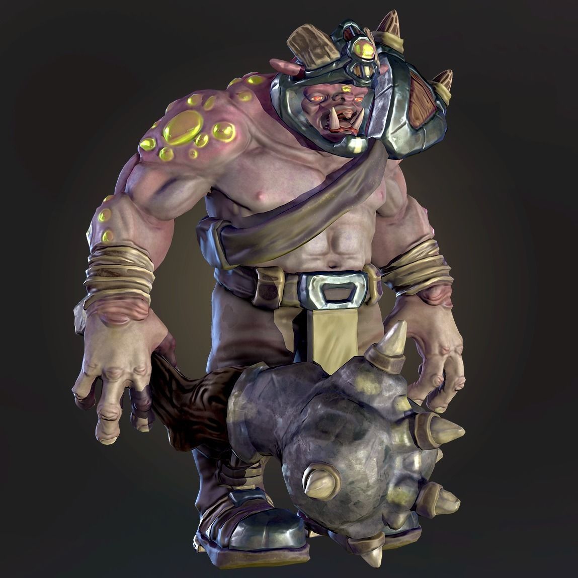 Game ready orc character Low-poly 3D model_2