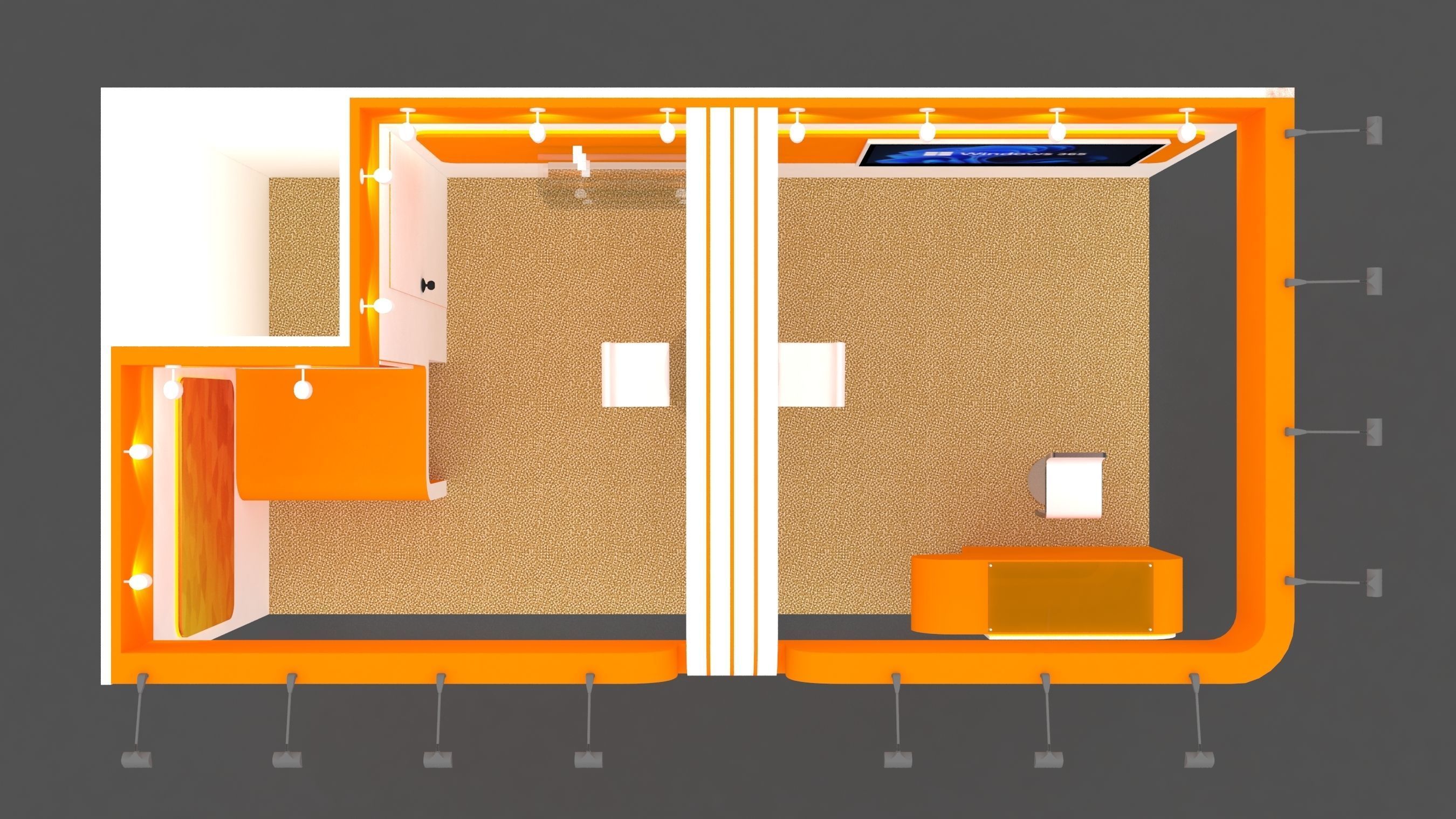 Exhibition Stand 3 meter x 6 meter 2 side open 3D model_2