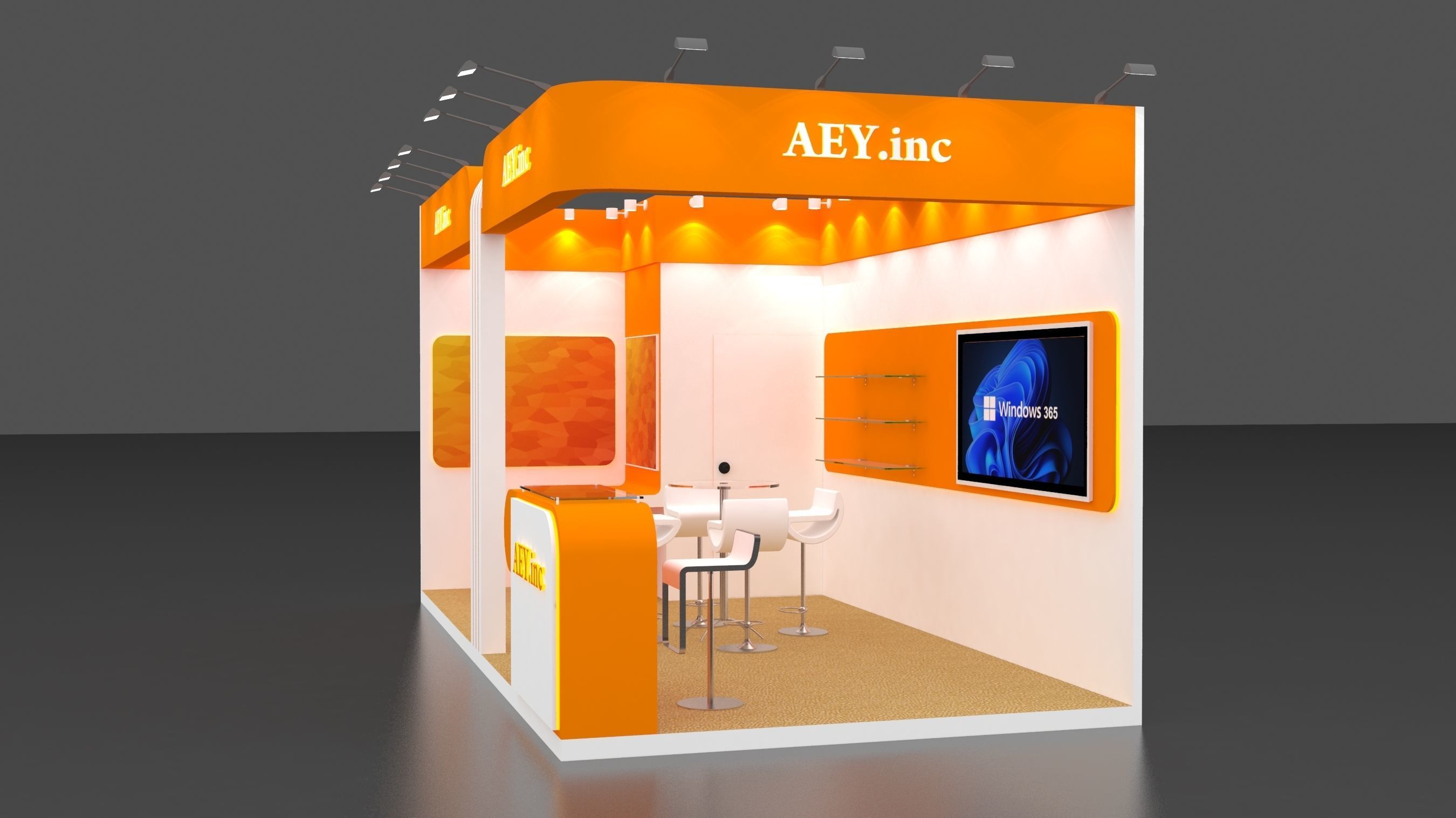 Exhibition Stand 3 meter x 6 meter 2 side open 3D model_3