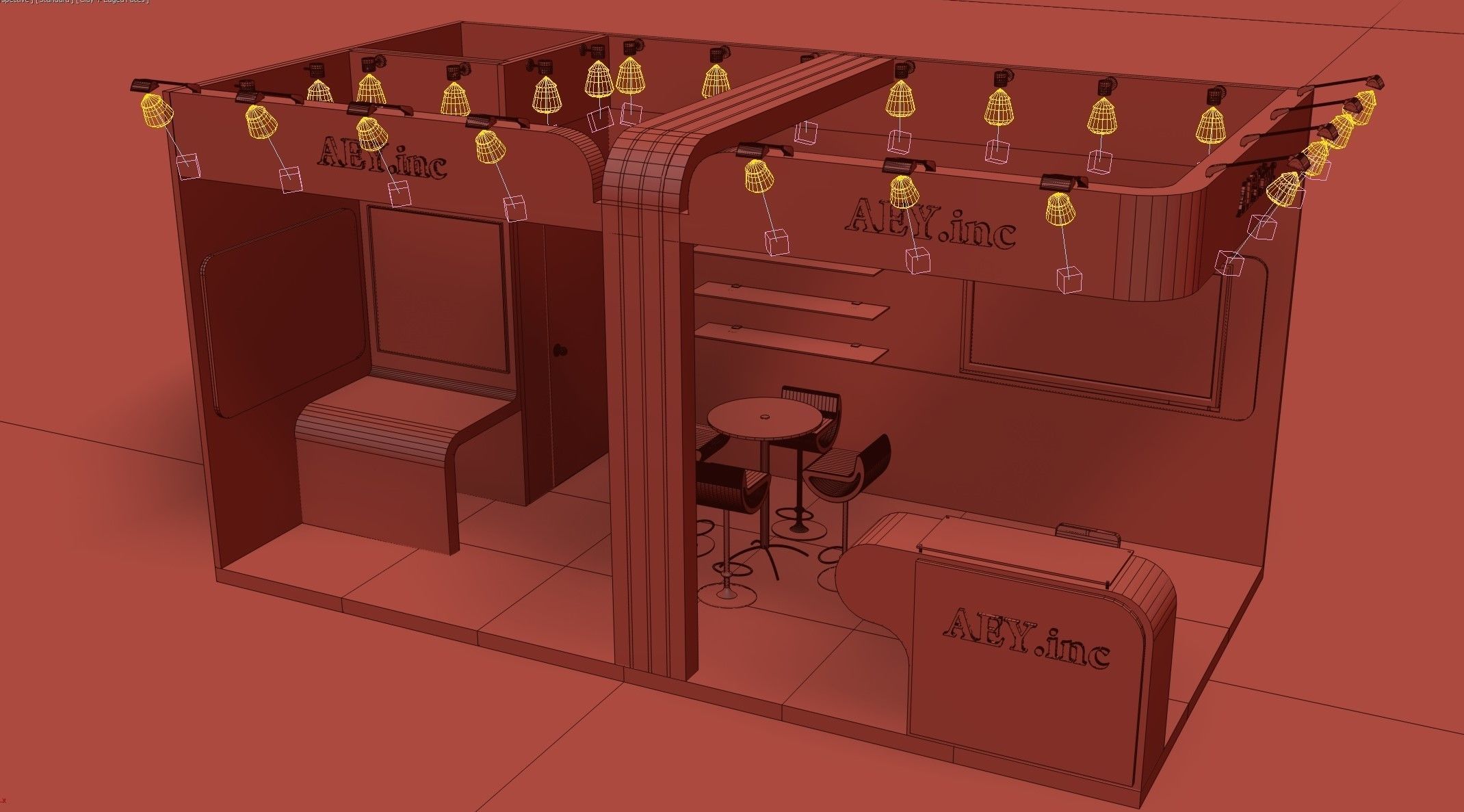 Exhibition Stand 3 meter x 6 meter 2 side open 3D model_5