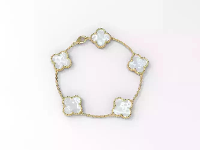 Vintage Bracelet With Sadaf Gemstone Flower 14mm  3D print model