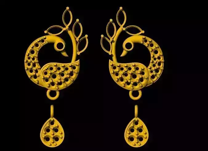 Peacock Earring 3dm file 