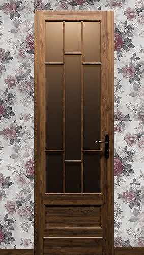 3D Wooden Door Low-poly 3D model- GLASS DOOR Low-poly 3D model Free low-poly 3D model