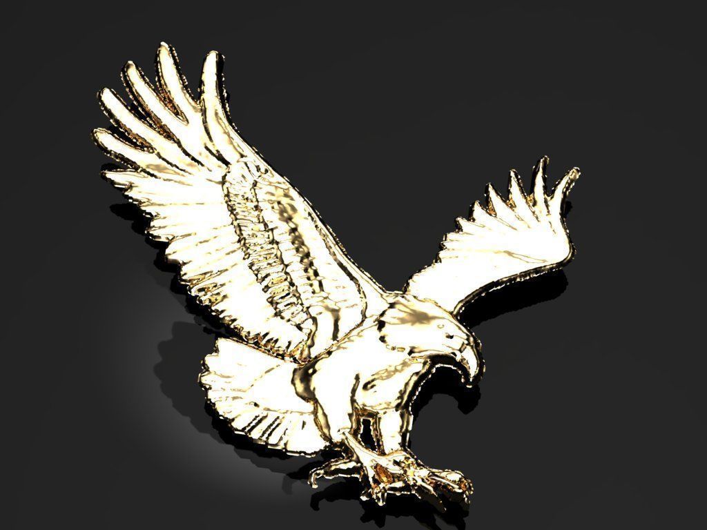 Gold eagle pendant 3D print model_1