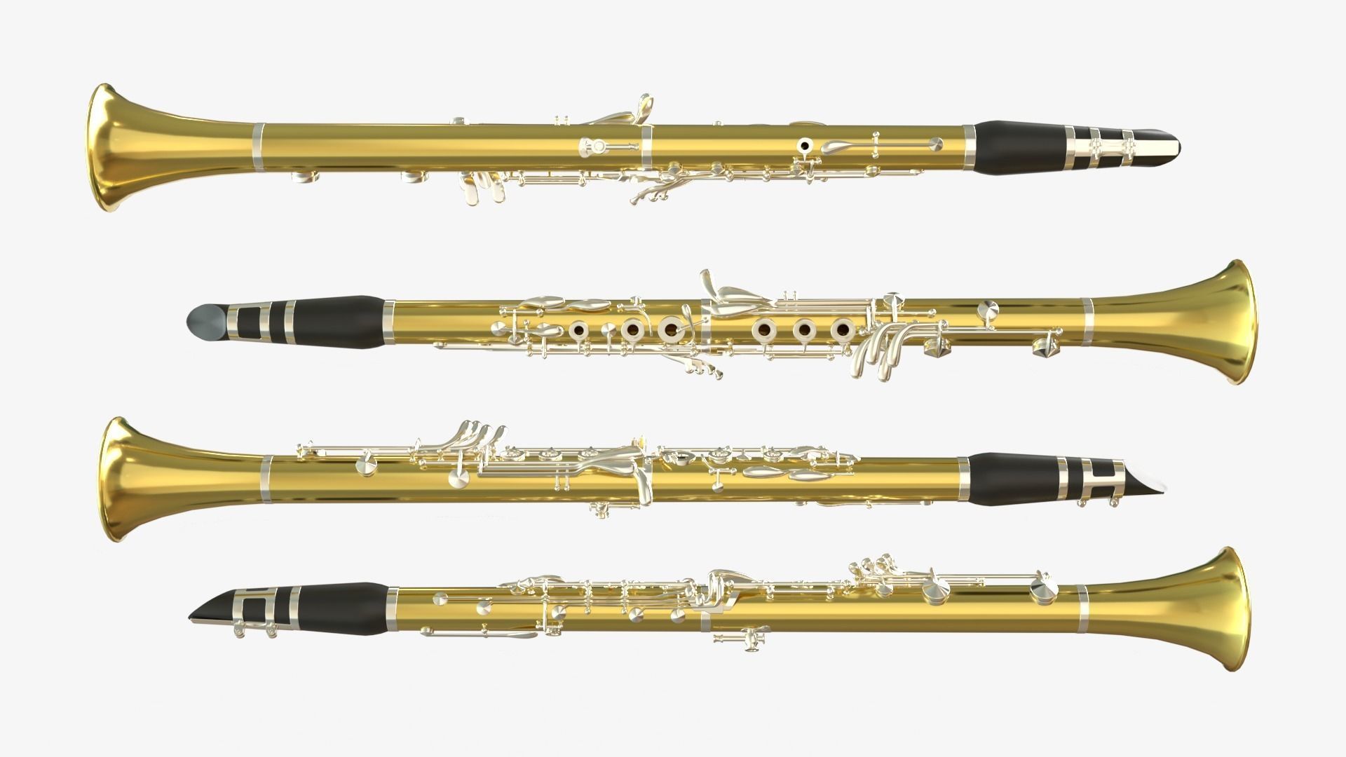 Brass Clarinet 3D model_2