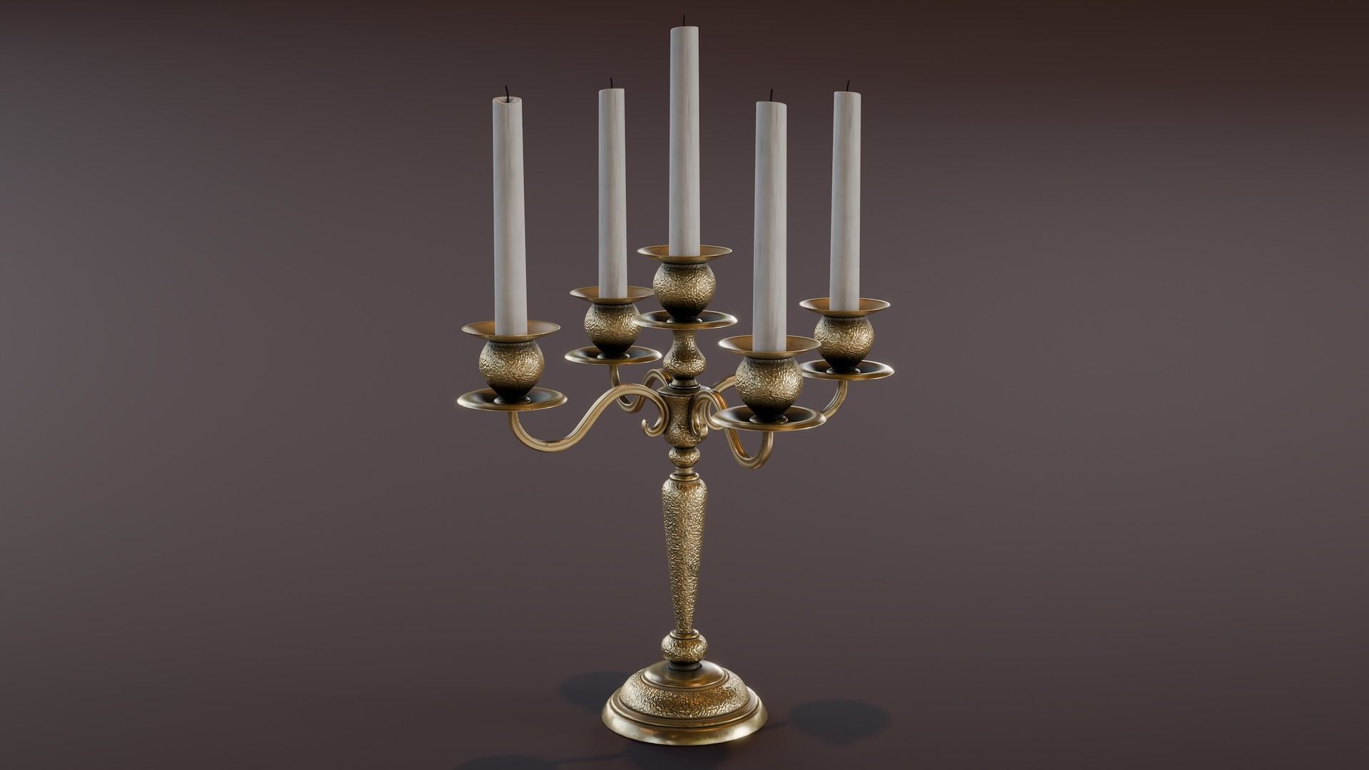 Brass Candle Holders Low-poly 3D model_3