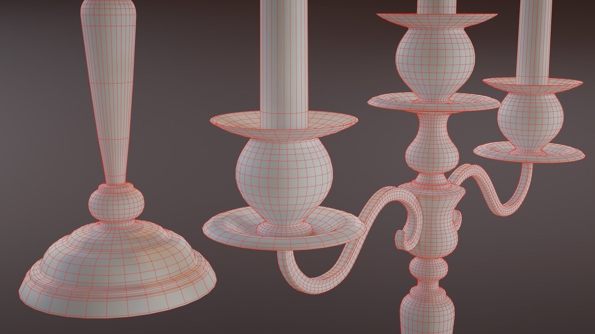 Brass Candle Holders Low-poly 3D model_8