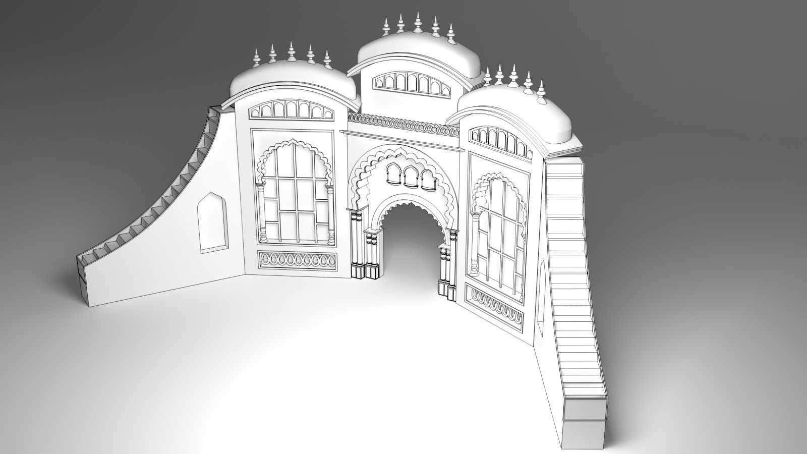 Indian Wedding Stage 3D model_2