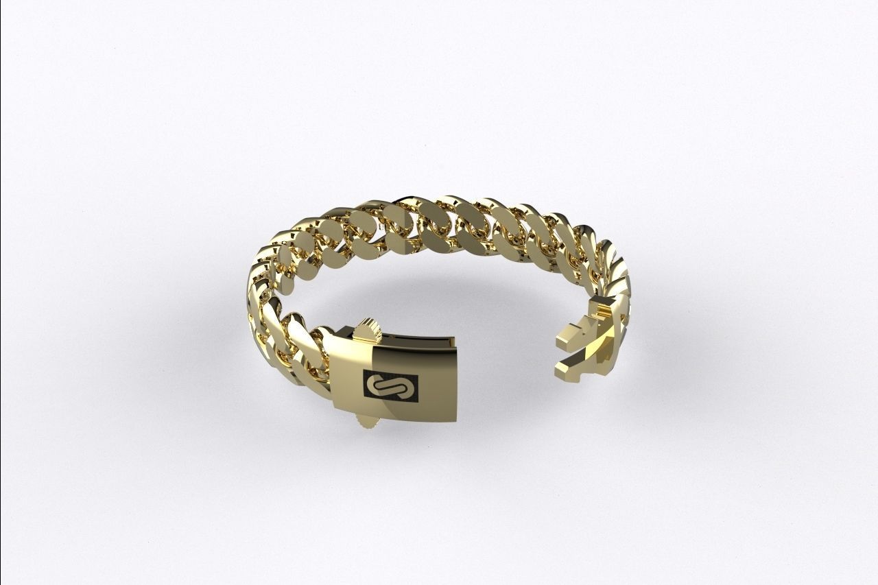 Monaco Hollow Cuban Link Bracelet 11mm 3D print model_5