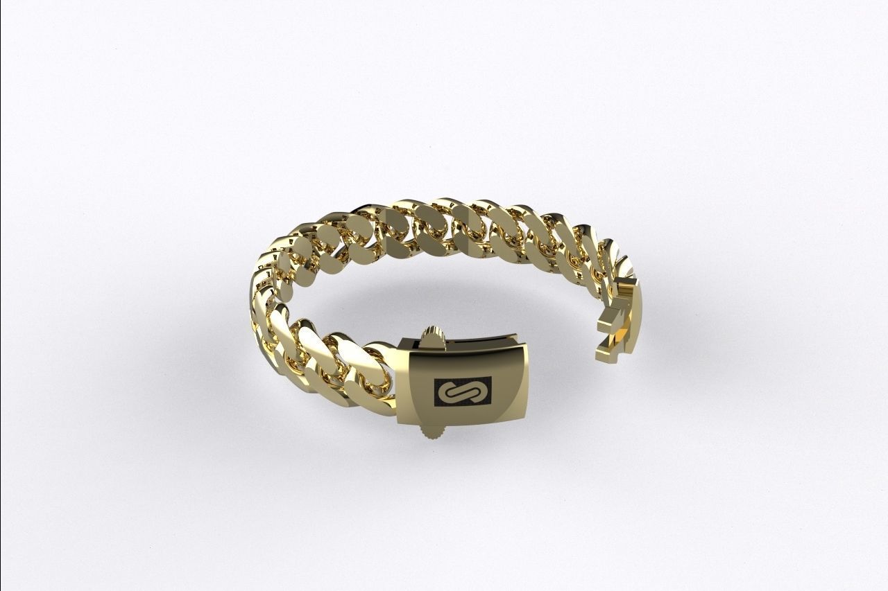 Monaco Hollow Cuban Link Bracelet 11mm 3D print model_6