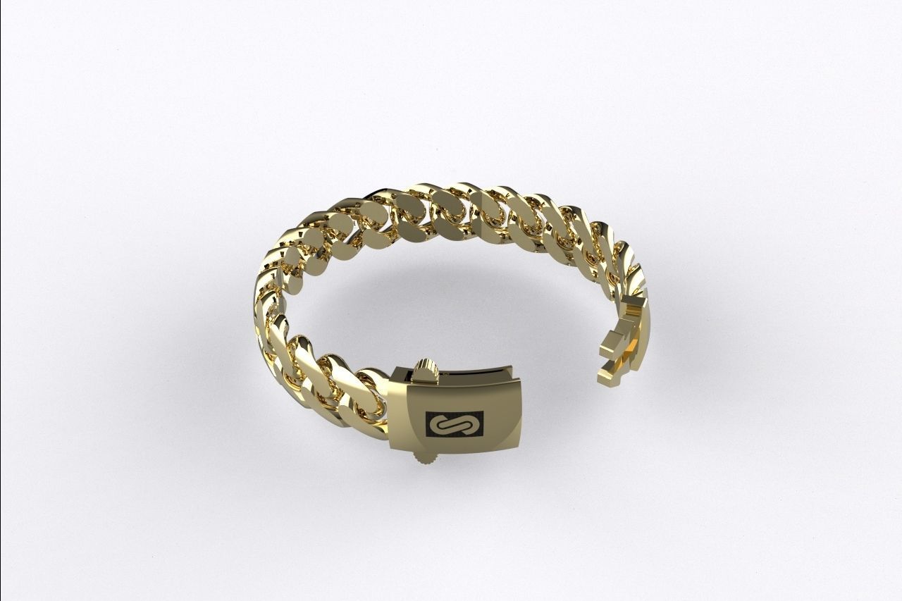 Monaco Hollow Cuban Link Bracelet 11mm 3D print model_3