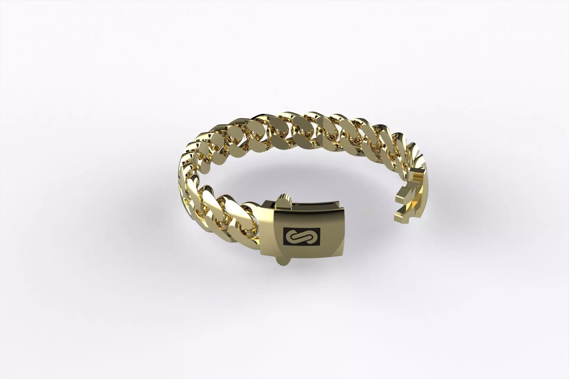 Monaco Hollow Cuban Link Bracelet 11mm 3D print model_0