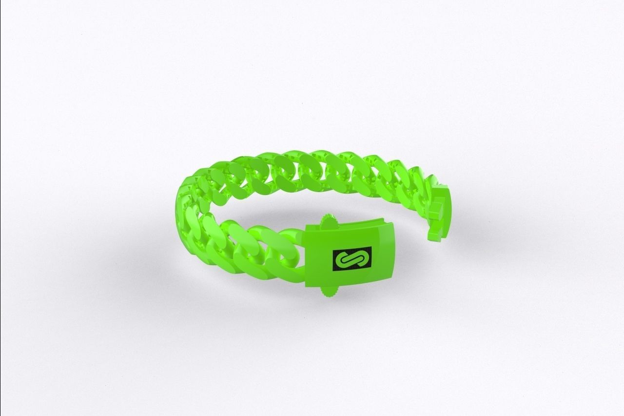 Monaco Hollow Cuban Link Bracelet 11mm 3D print model_7