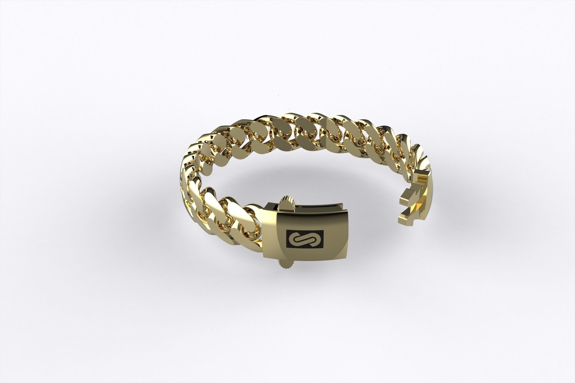 Monaco Hollow Cuban Link Bracelet 11mm 3D print model_8