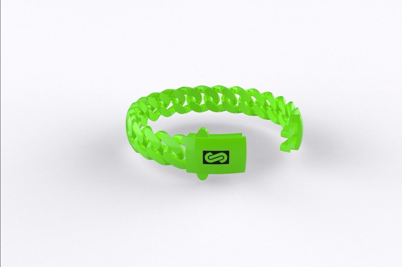 Monaco Hollow Cuban Link Bracelet 11mm 3D print model_4