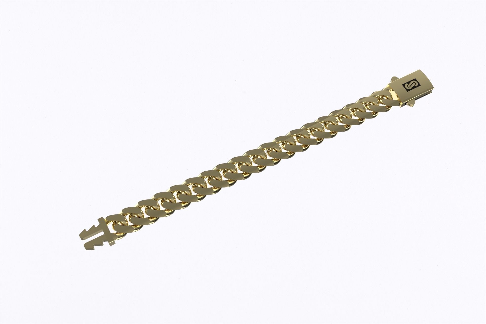 Monaco Hollow Cuban Link Bracelet 11mm 3D print model_2