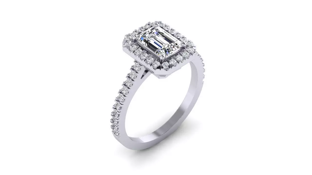 EMERALD CUT ENGAGEMENT RING  3D print model_0