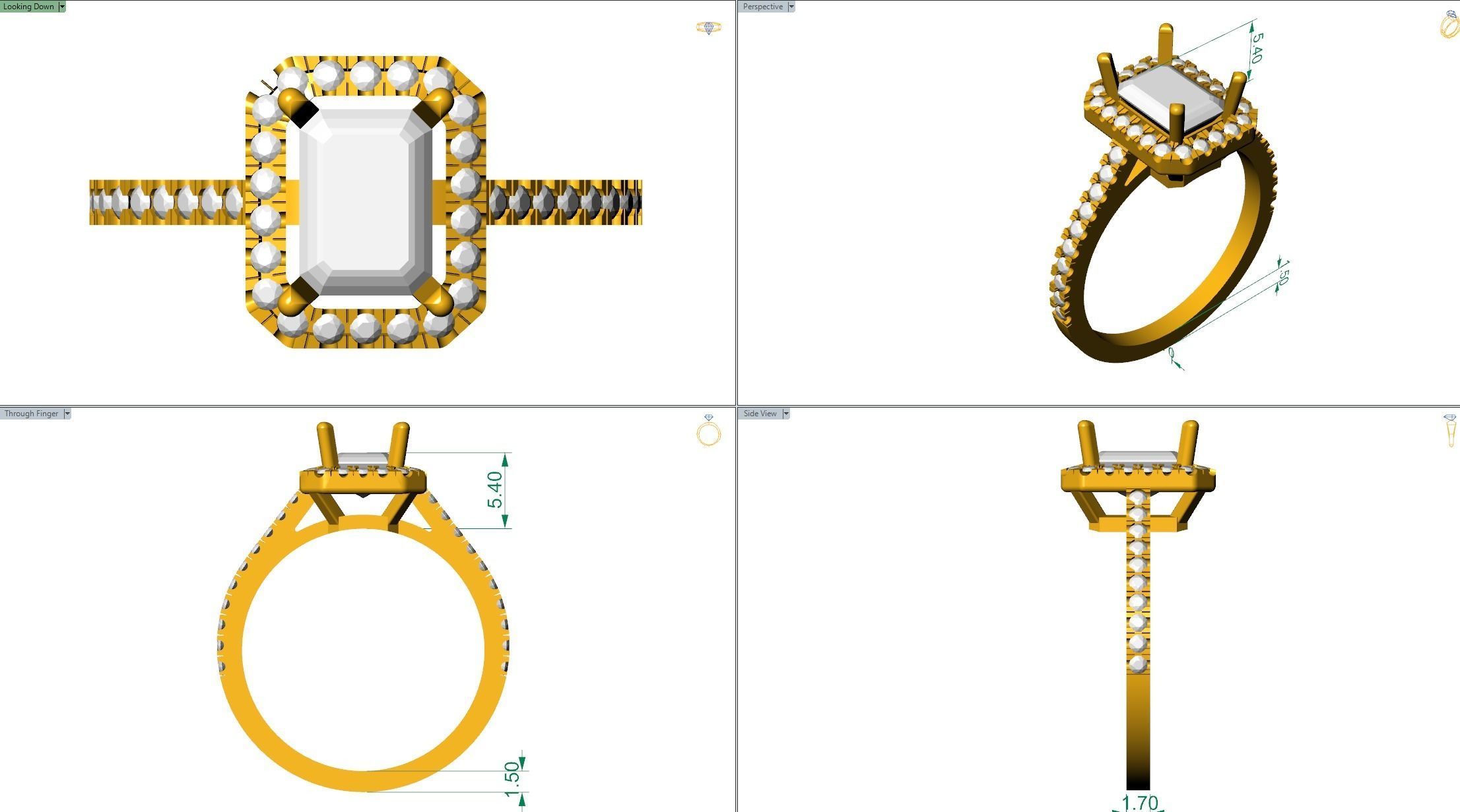 EMERALD CUT ENGAGEMENT RING  3D print model_4