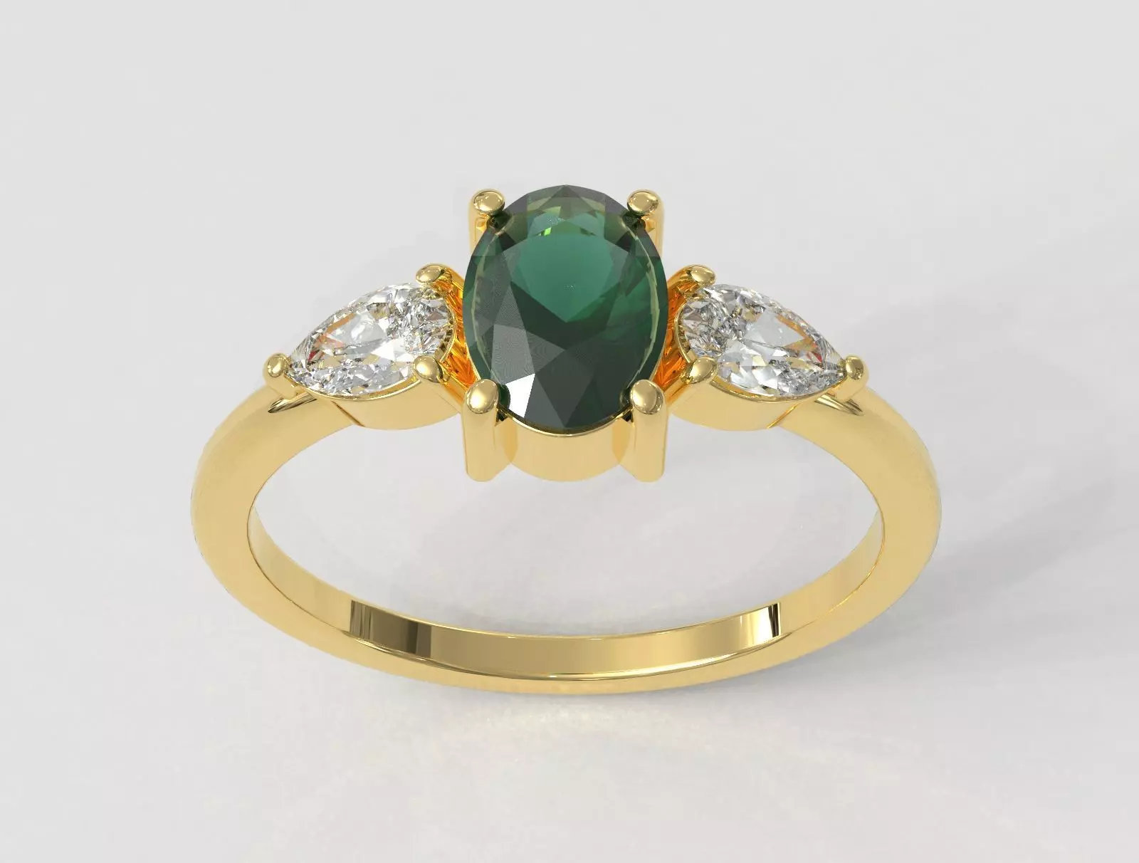Classic Oval Gemstone Ring 3D print model