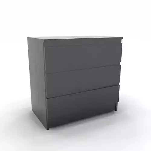 IKEA Malm 3-Drawer Dresser Low-poly 3D model