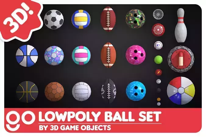 Lowpoly Ball Set - Sport Pack