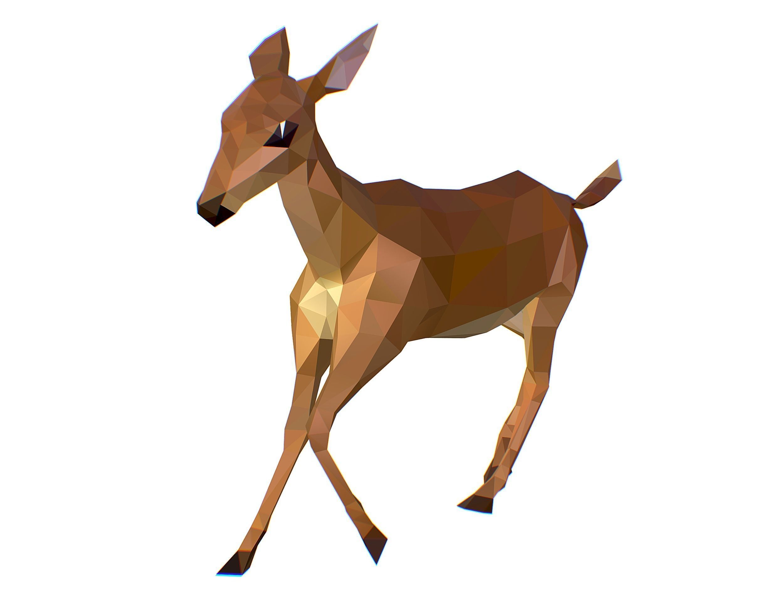 Animated Deer Lowpoly Art Style Low-poly 3D model_16