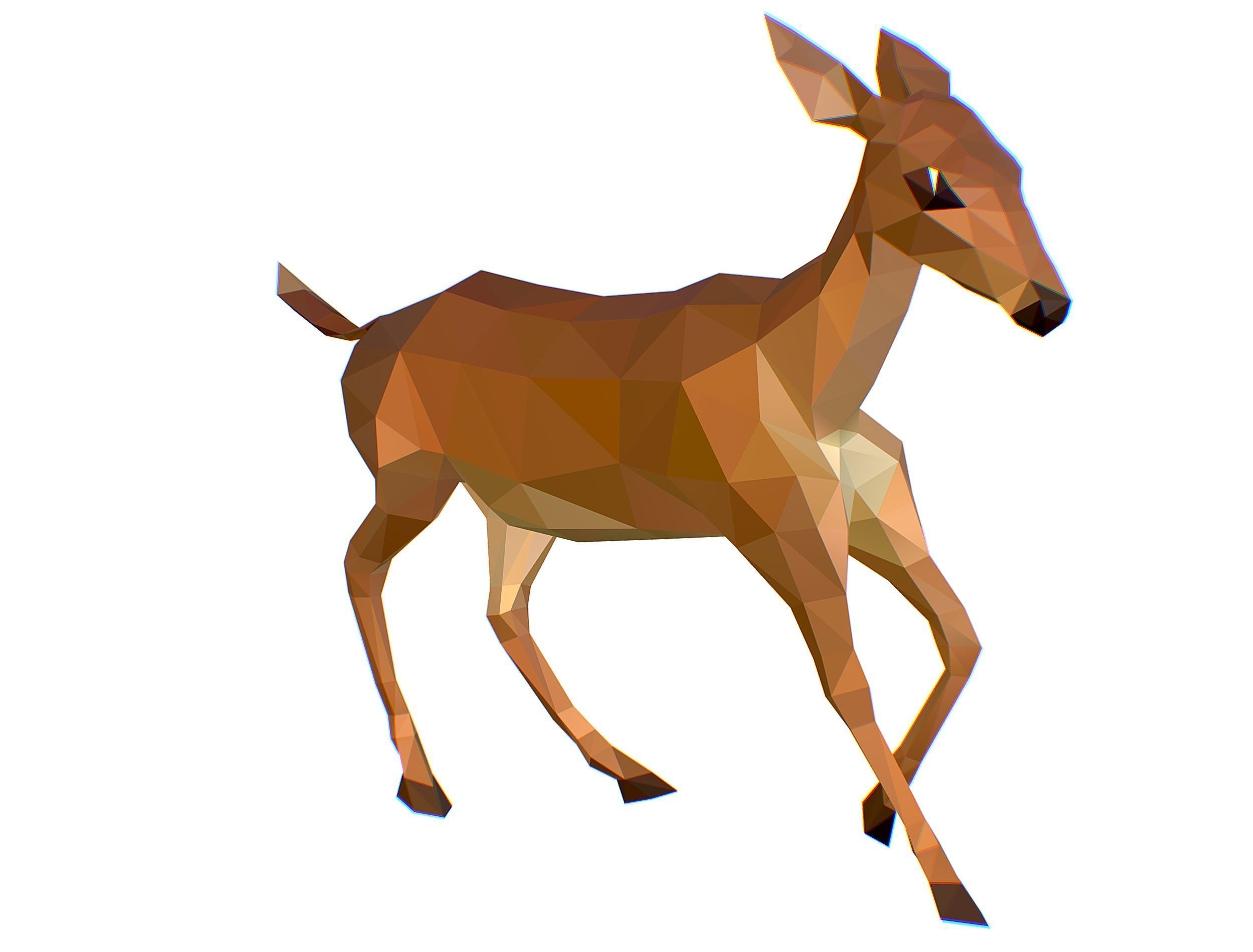 Animated Deer Lowpoly Art Style Low-poly 3D model_11