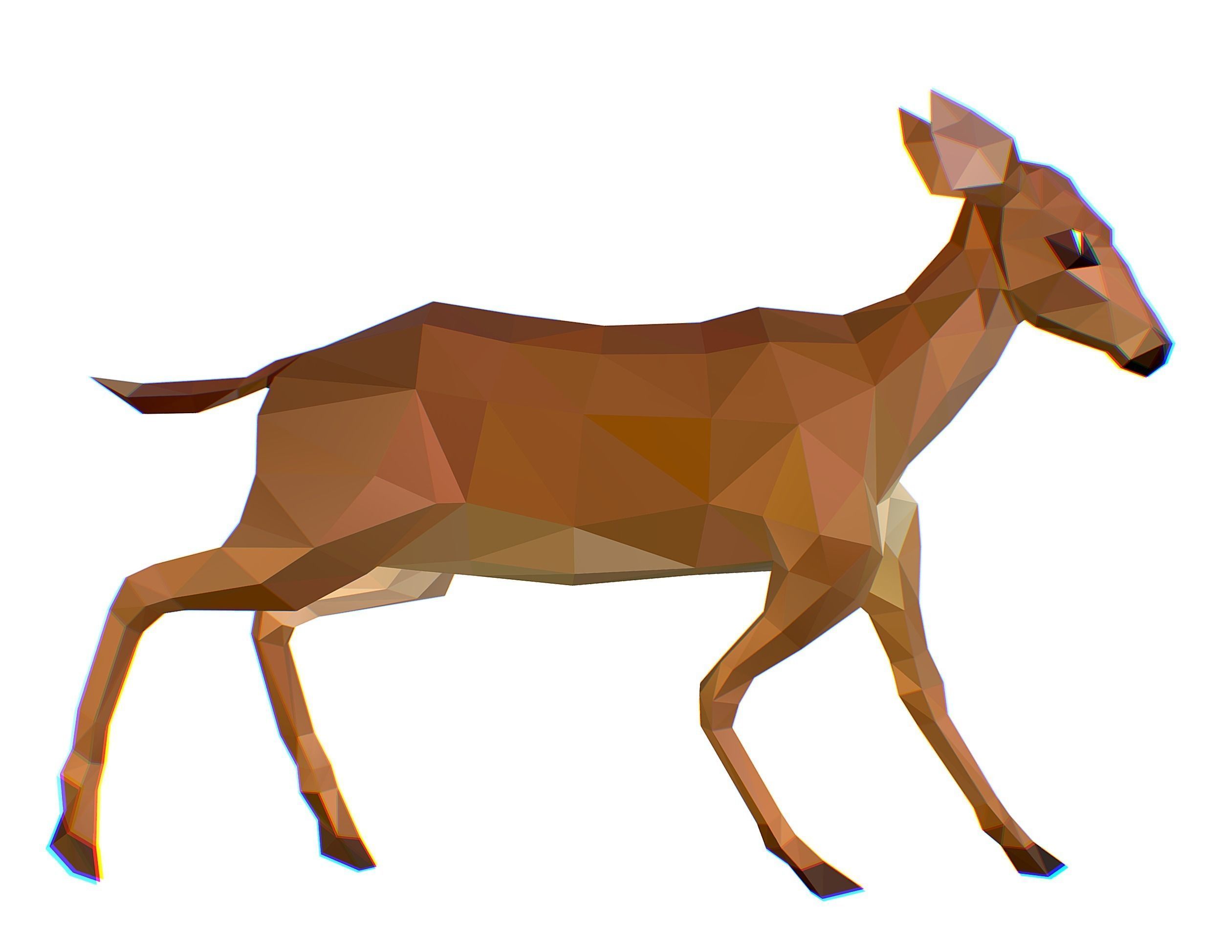 Animated Deer Lowpoly Art Style Low-poly 3D model_8