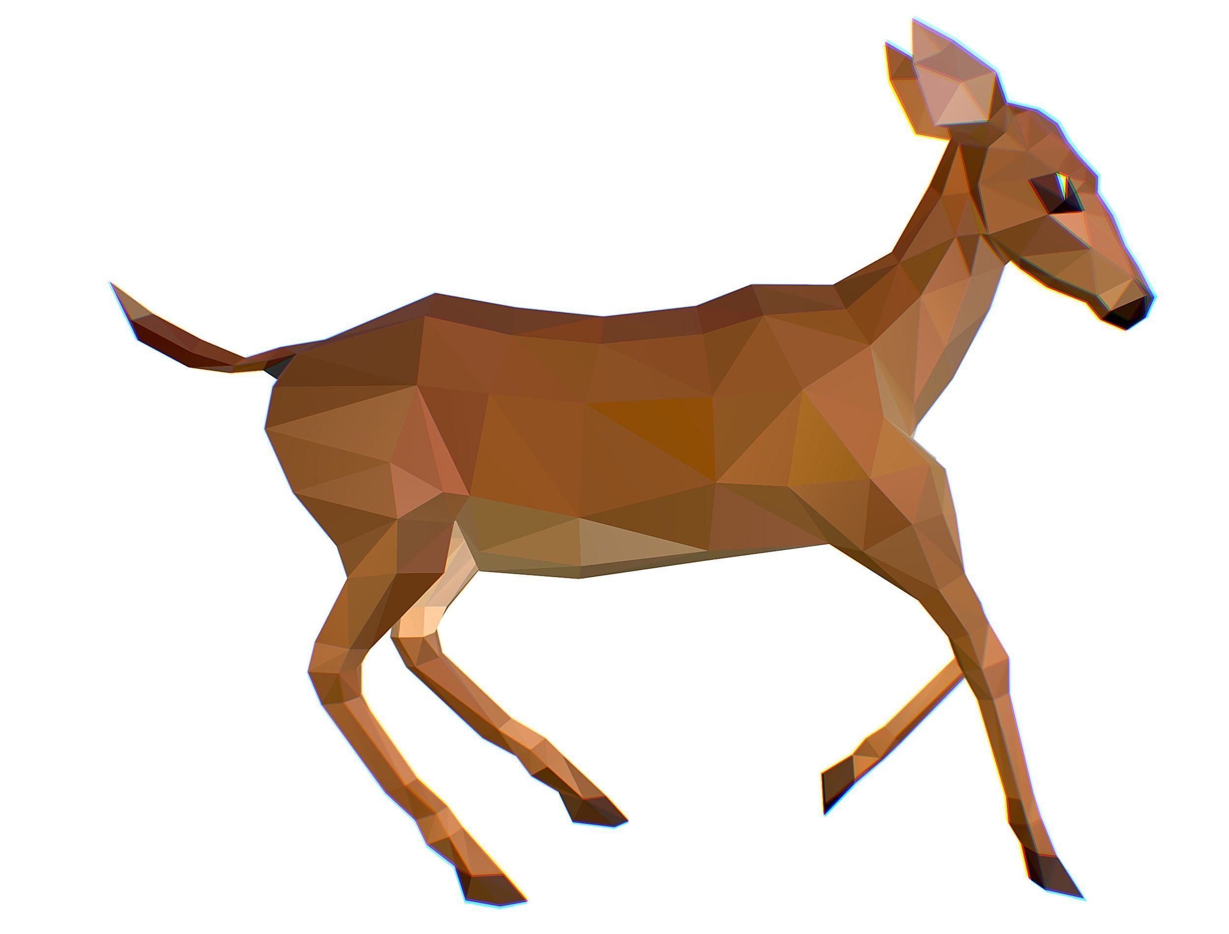 Animated Deer Lowpoly Art Style Low-poly 3D model_6