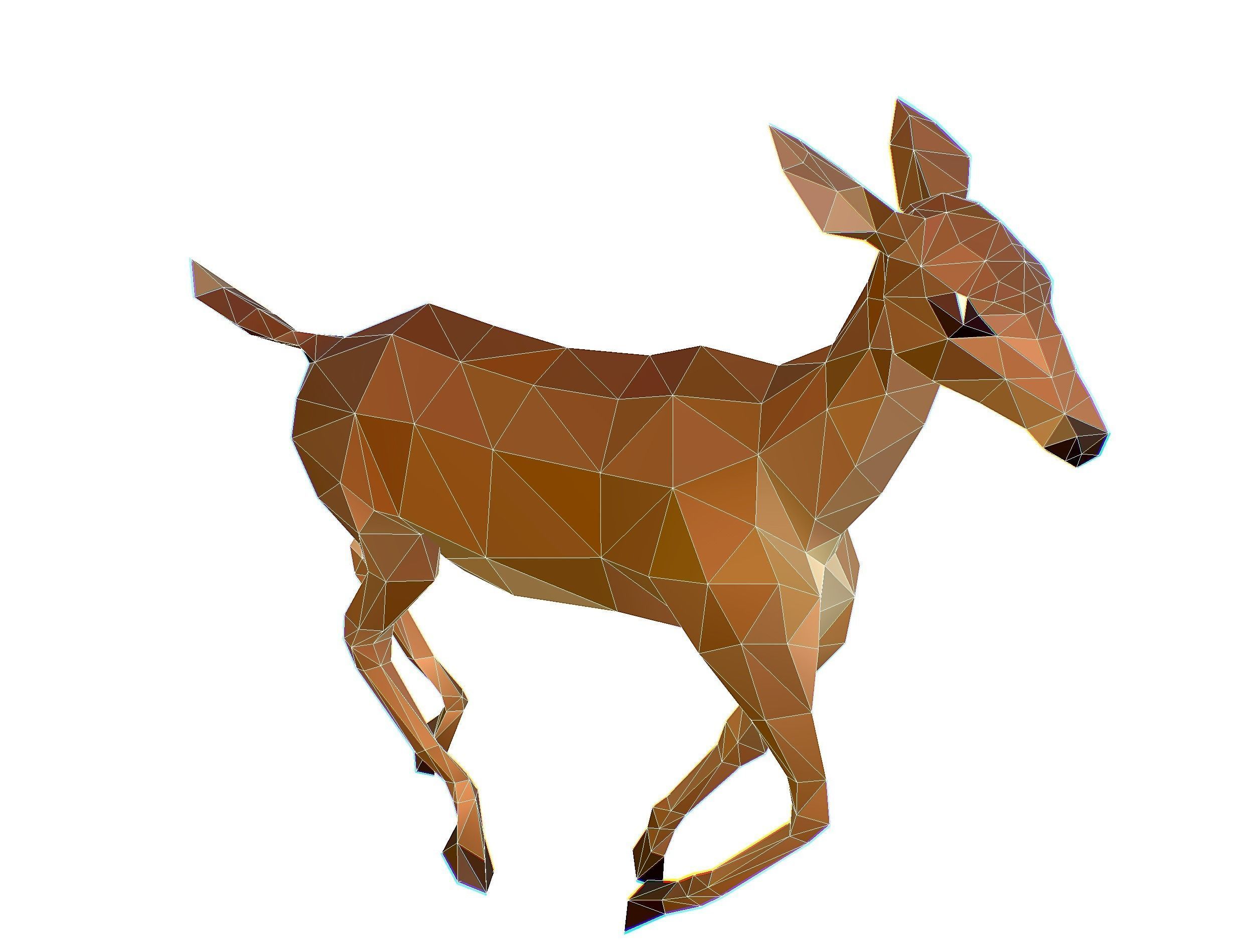 Animated Deer Lowpoly Art Style Low-poly 3D model_33