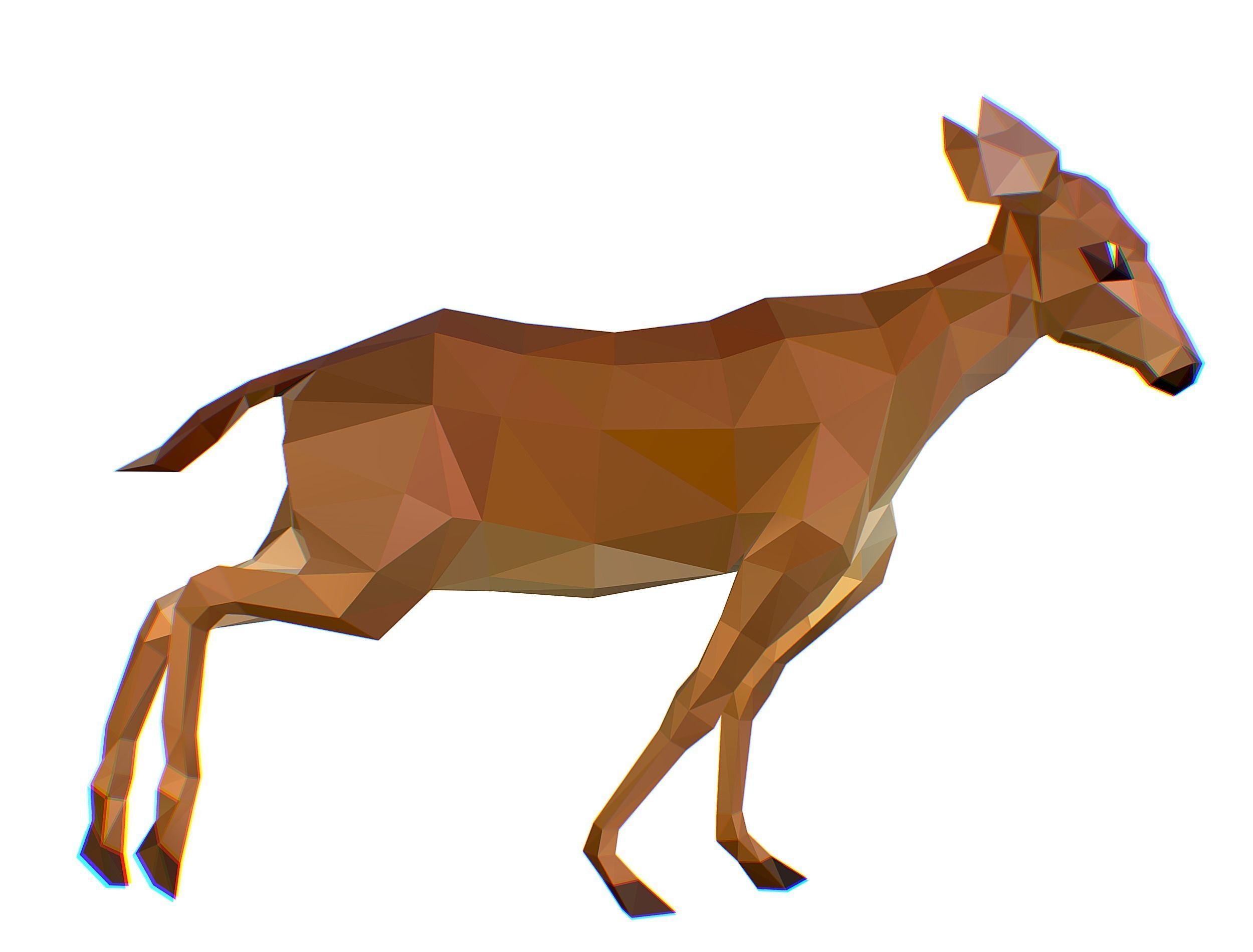 Animated Deer Lowpoly Art Style Low-poly 3D model_1
