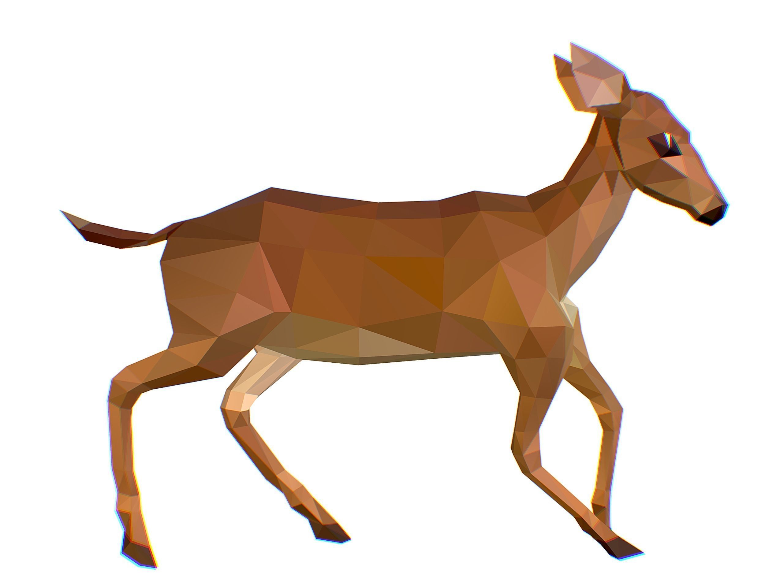 Animated Deer Lowpoly Art Style Low-poly 3D model_7