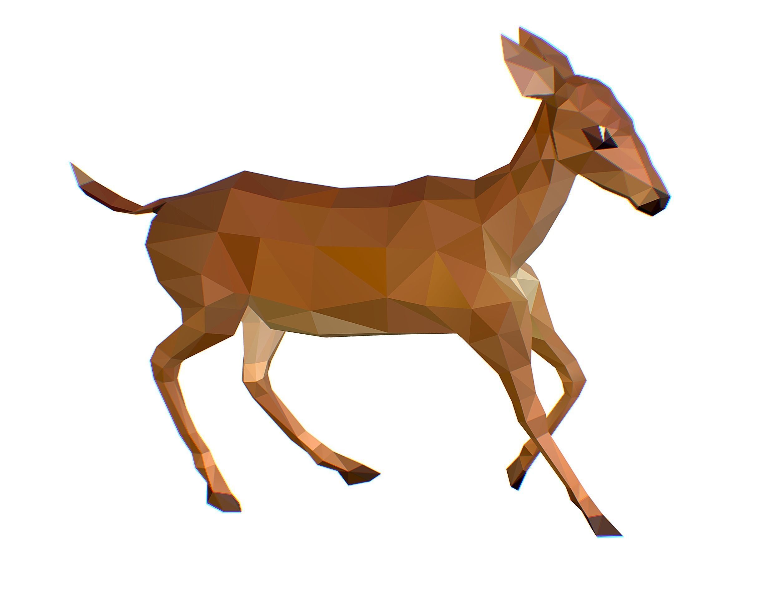 Animated Deer Lowpoly Art Style Low-poly 3D model_24