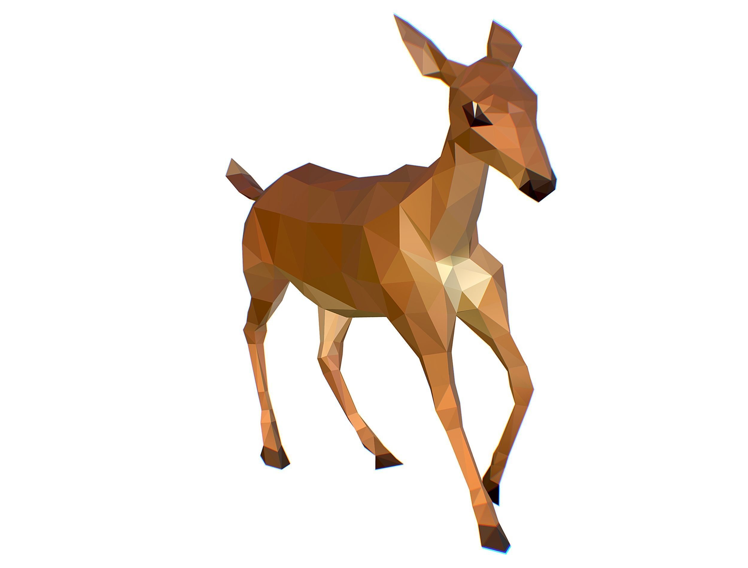 Animated Deer Lowpoly Art Style Low-poly 3D model_12