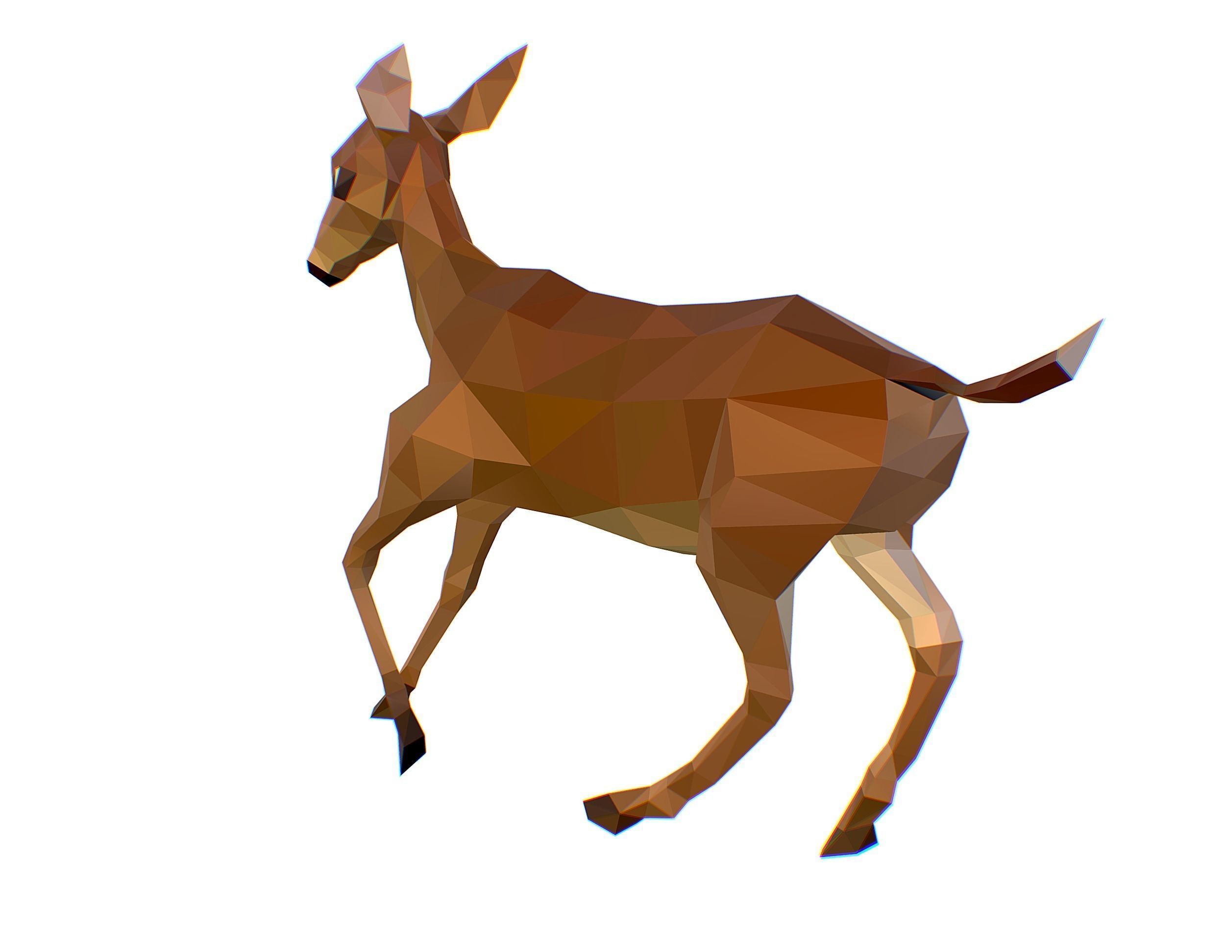 Animated Deer Lowpoly Art Style Low-poly 3D model_19